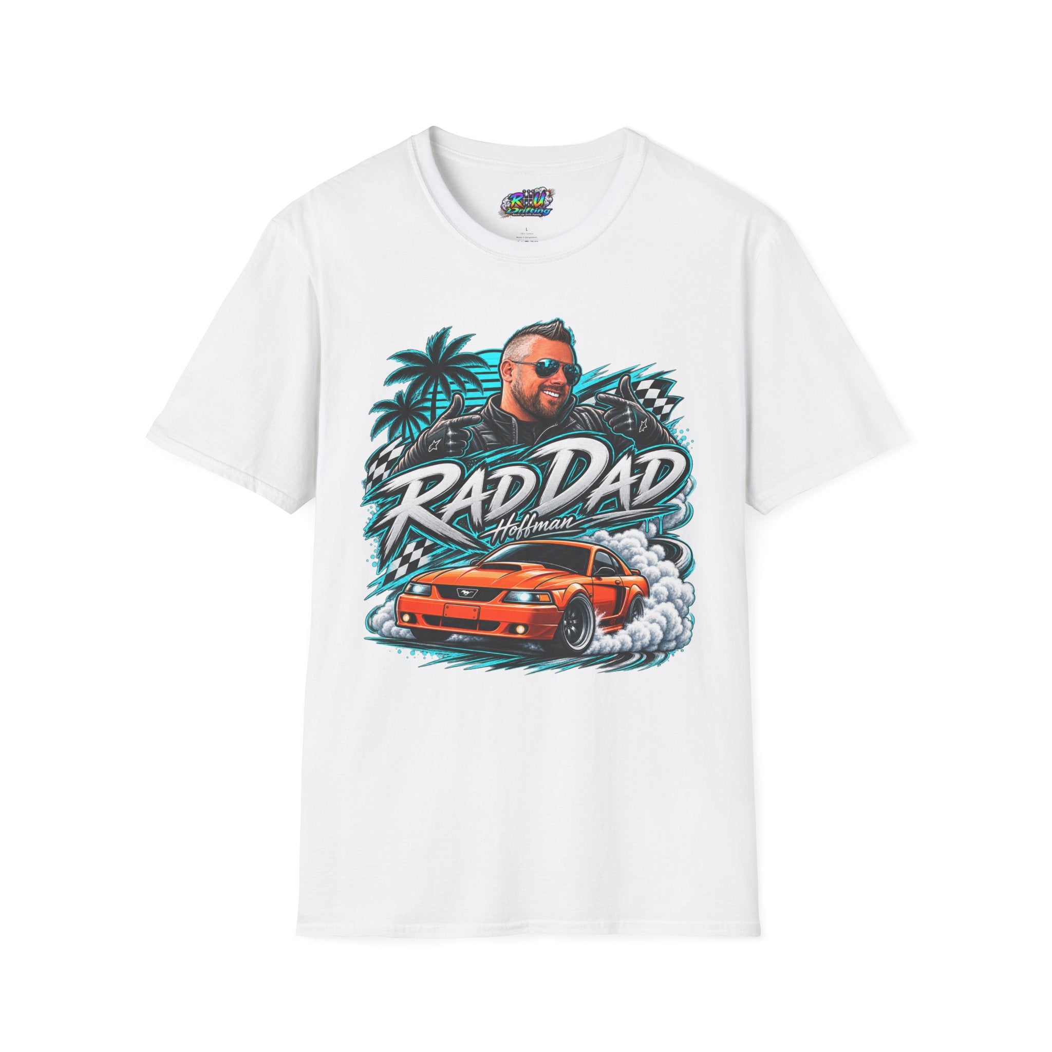 Rad Dad Graphic T-Shirt — Car & Palm Beach Tee for Cool Dads