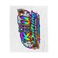 Velveteen Blanket — Retro Neon "RU drifting" Logo Plush Throw