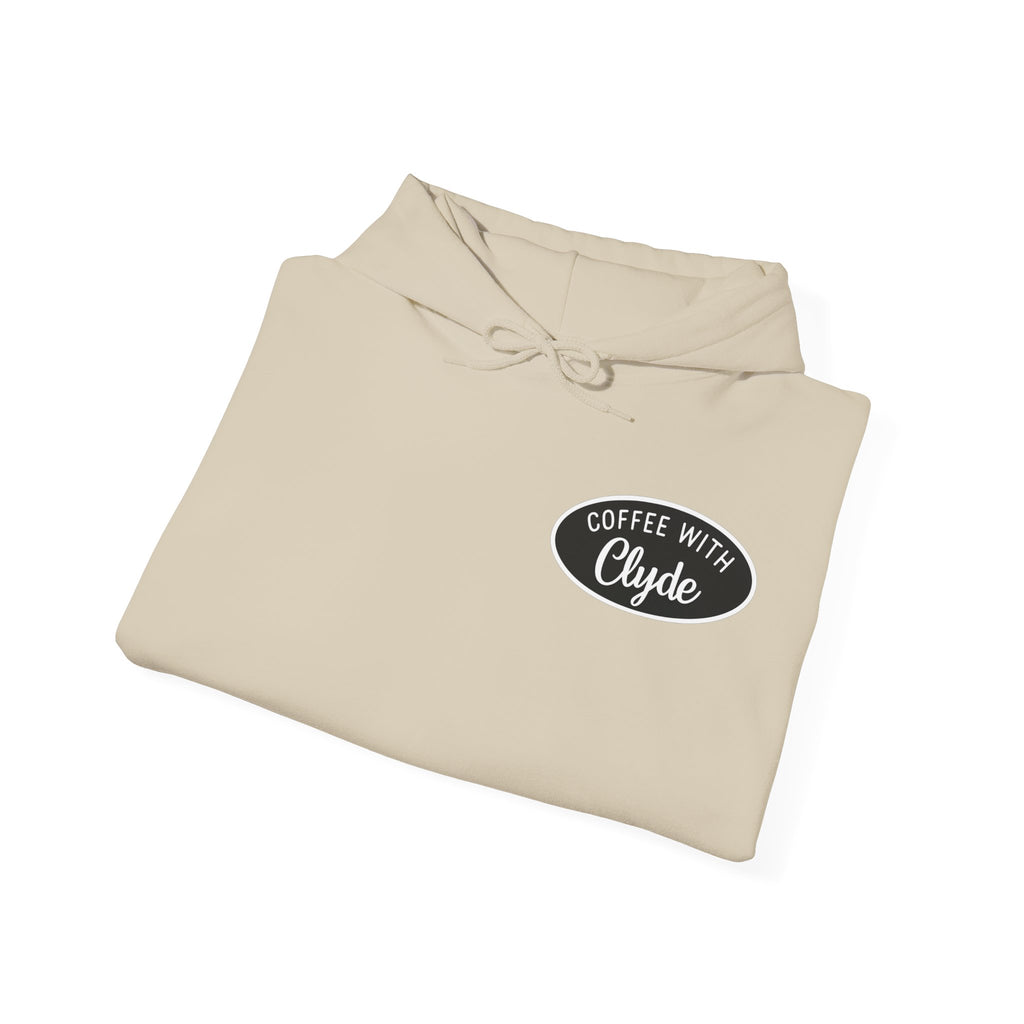 HOODIE Coffee with Clyde Front & Back