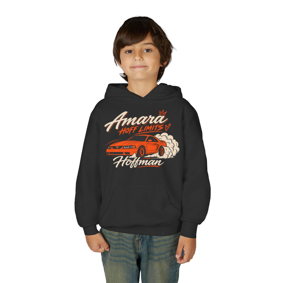 Youth Racing Car Hoodie — "Amara Hoff Limits" Retro