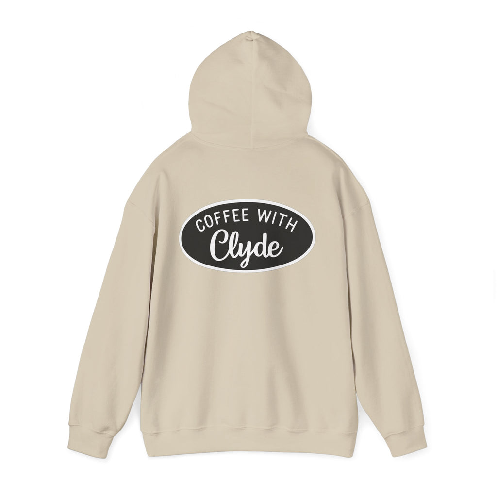 HOODIE Coffee with Clyde Front & Back