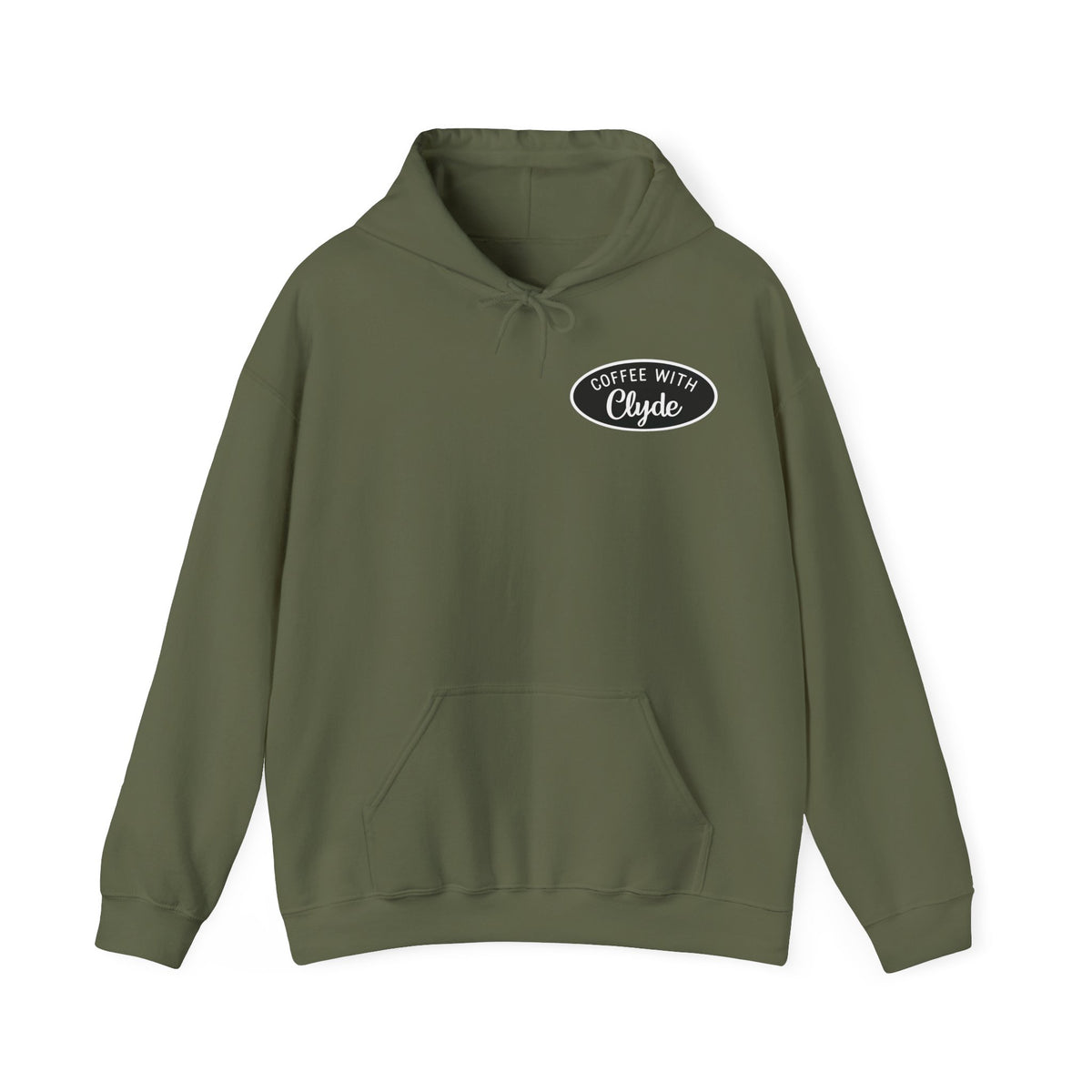 HOODIE Coffee with Clyde Front & Back