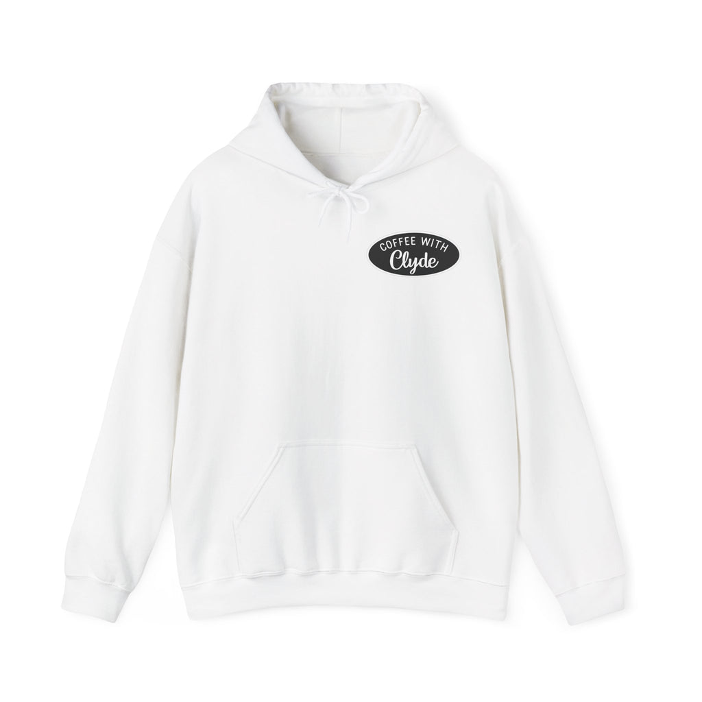 HOODIE Coffee with Clyde Front & Back