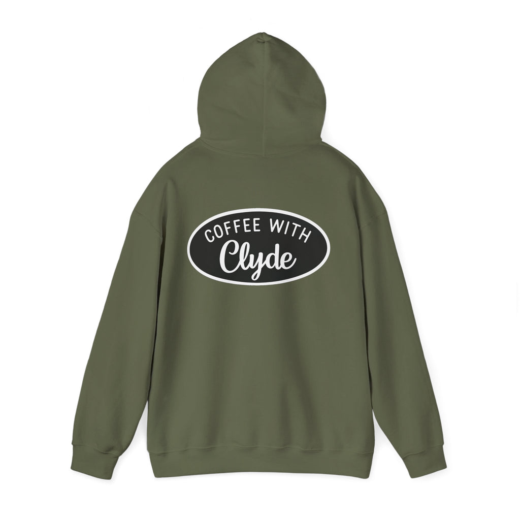 HOODIE Coffee with Clyde Front & Back