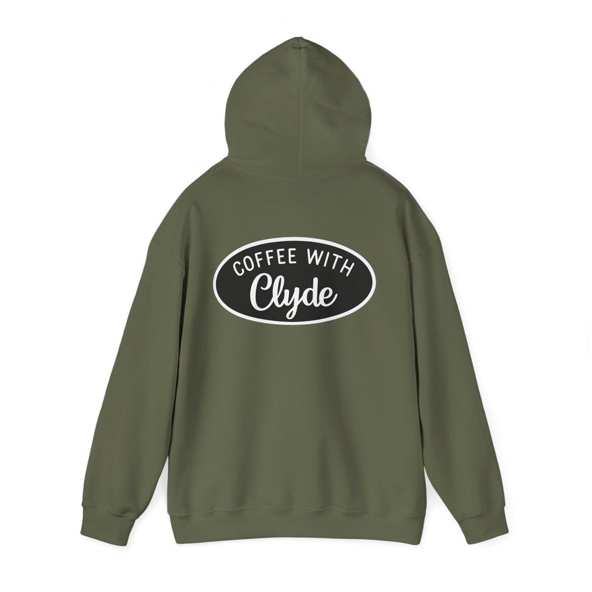 HOODIE Coffee with Clyde Front & Back