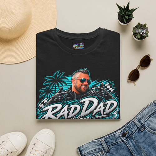 Rad Dad Graphic T-Shirt — Car & Palm Beach Tee for Cool Dads