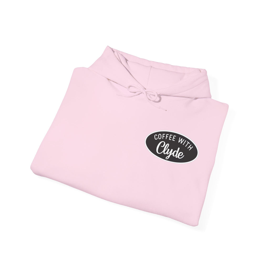 HOODIE Coffee with Clyde Front & Back