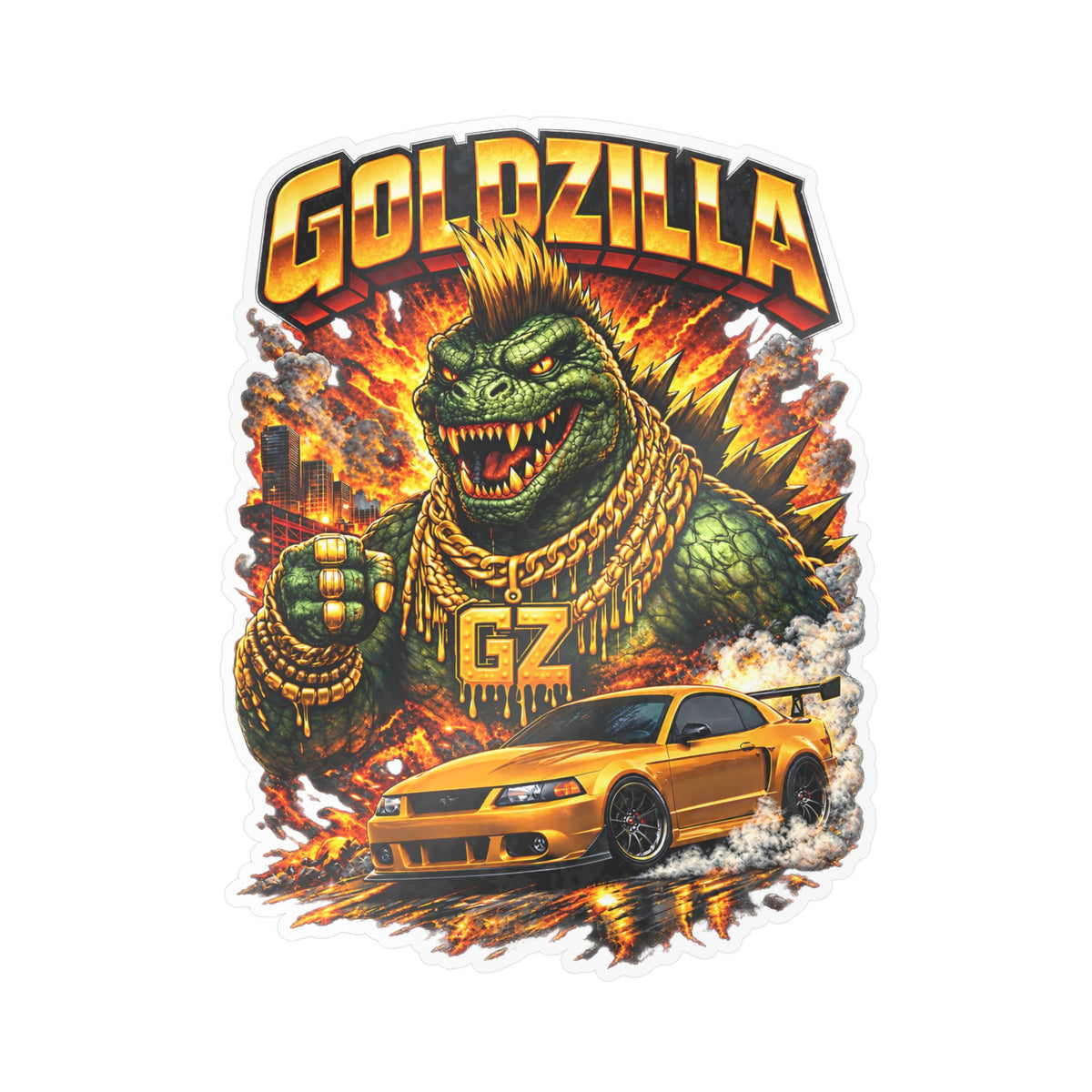 Kiss-Cut Vinyl GoldZilla Slap Sticker