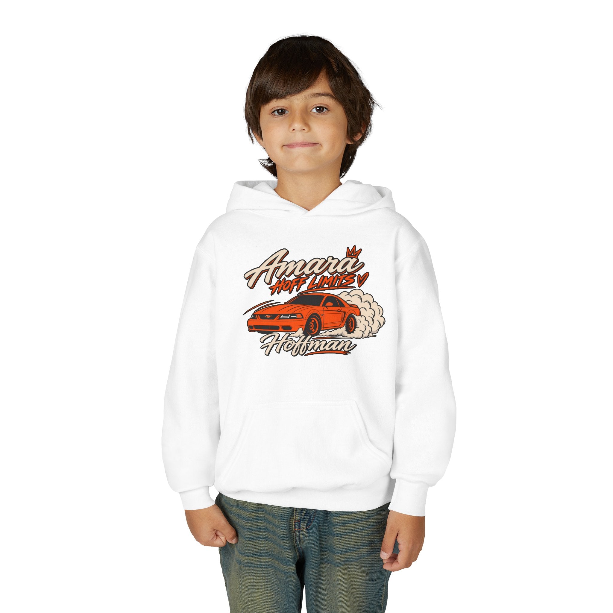 Youth Racing Car Hoodie — "Amara Hoff Limits" Retro