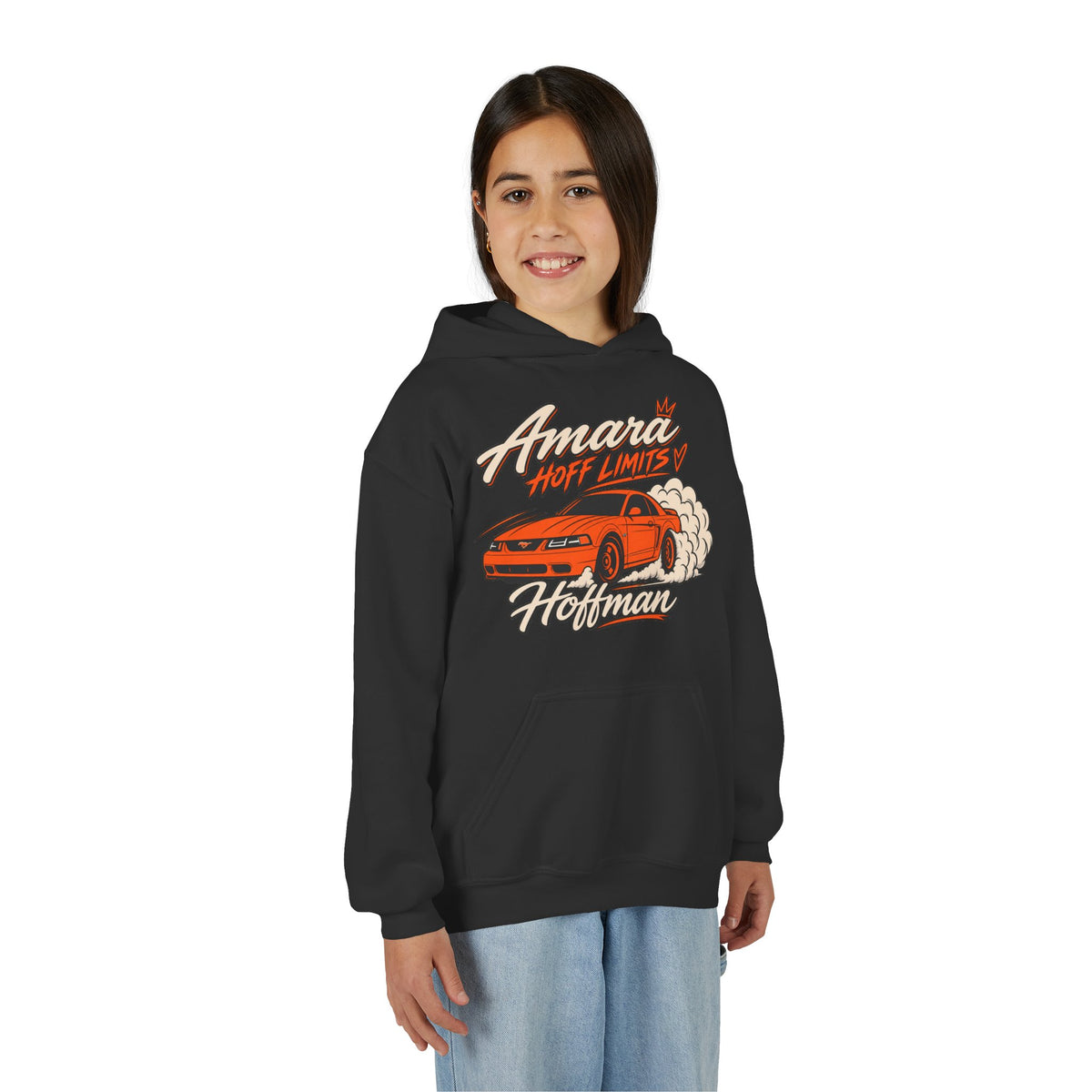 Youth Racing Car Hoodie — "Amara Hoff Limits" Retro