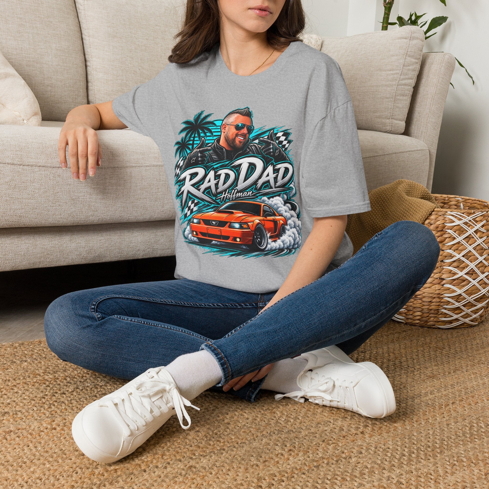 Rad Dad Graphic T-Shirt — Car & Palm Beach Tee for Cool Dads