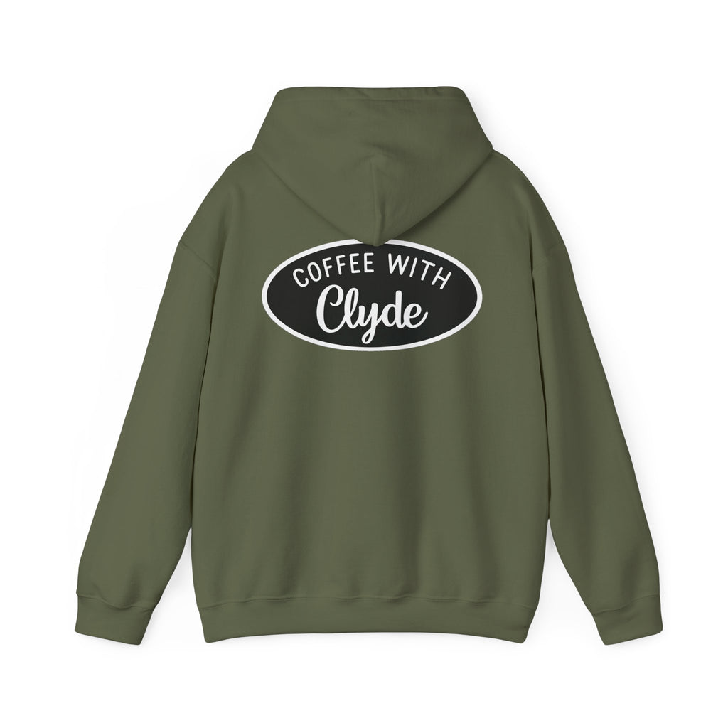 HOODIE Coffee with Clyde Front & Back