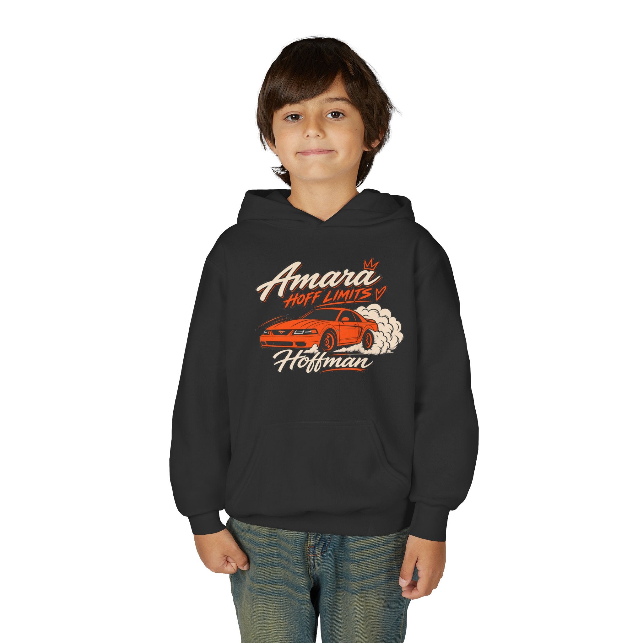 Youth Racing Car Hoodie — "Amara Hoff Limits" Retro