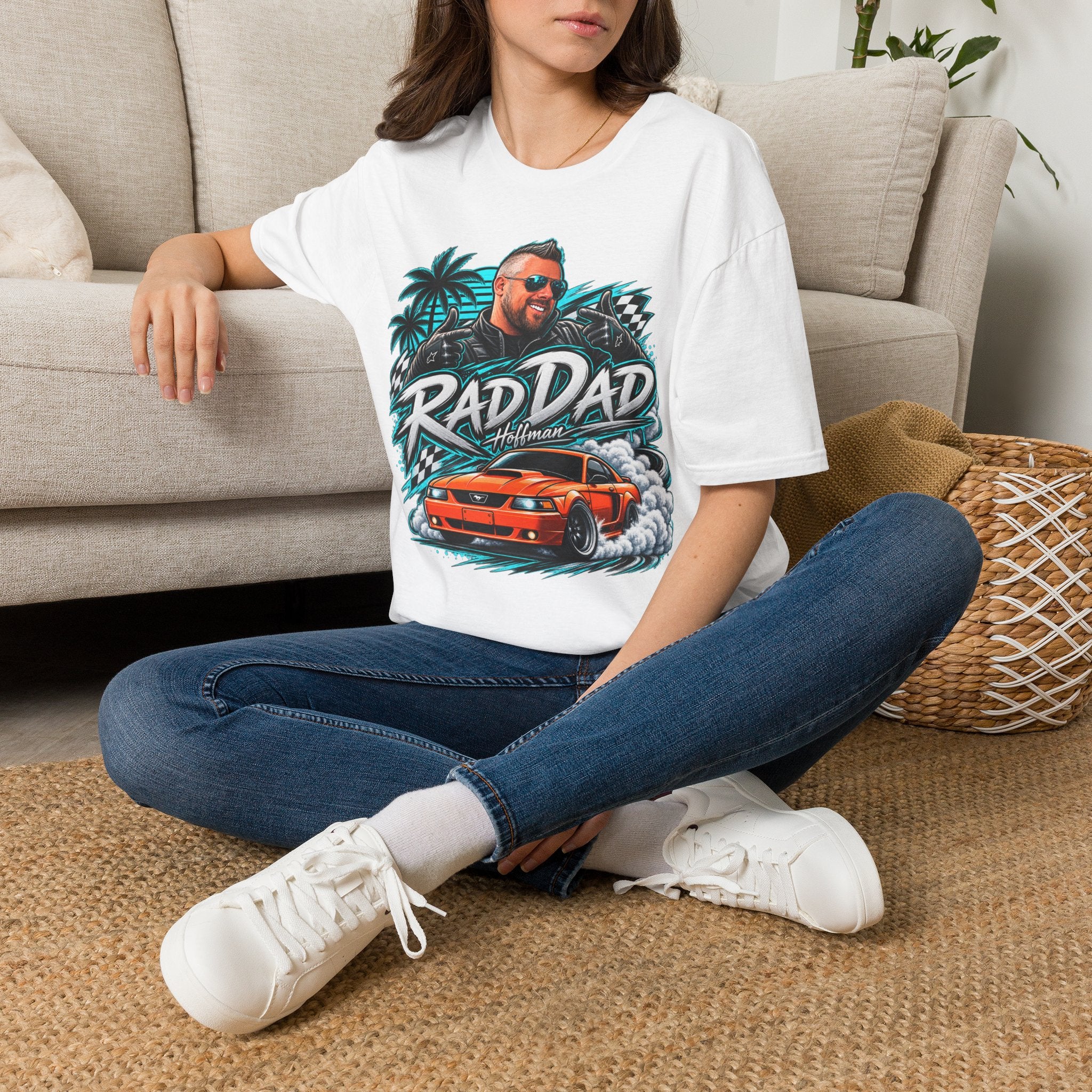 Rad Dad Graphic T-Shirt — Car & Palm Beach Tee for Cool Dads