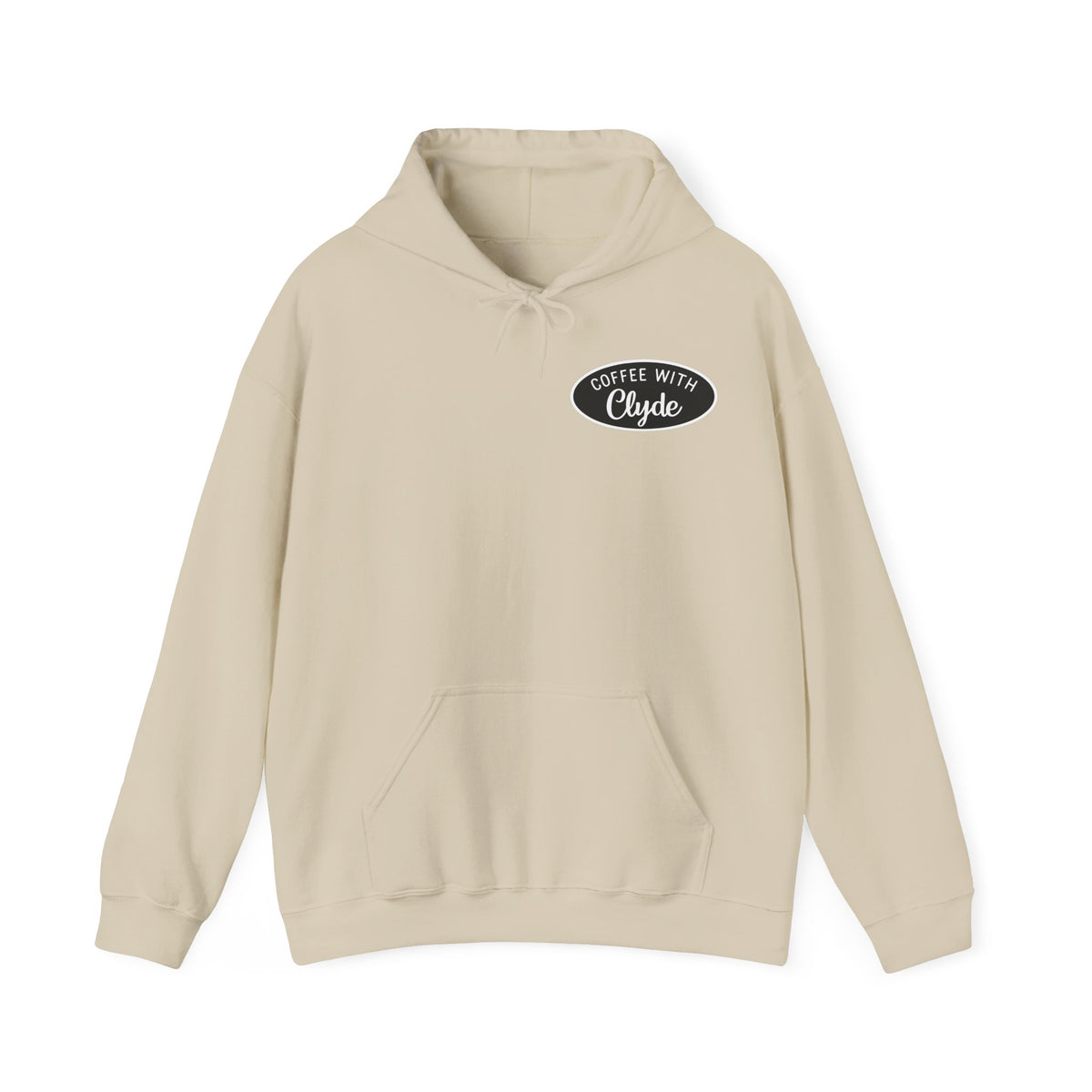 HOODIE Coffee with Clyde Front & Back